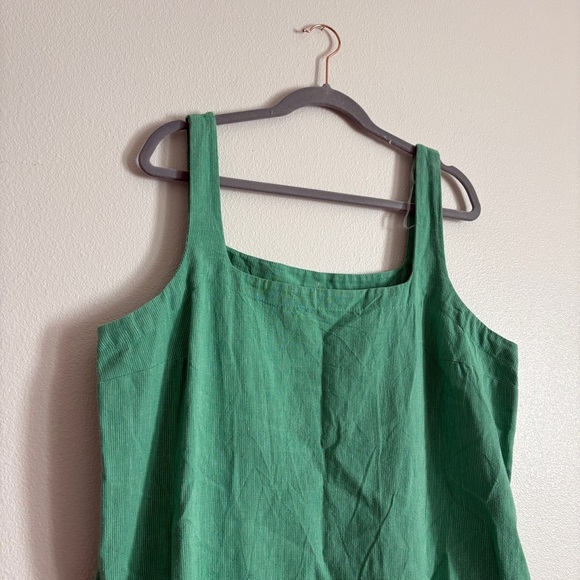Women's Tank Mini Shift Dress A New Day Green Striped Cotton Linen Size XL - Picture 4 of 10